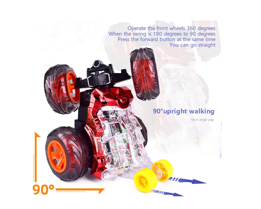 Dance Roll Remote Control Car with LED Lights & Music - Red